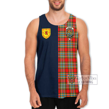 Chattan Tartan Men's Tank Top Alba with Scottish Lion Royal Arm Half Style