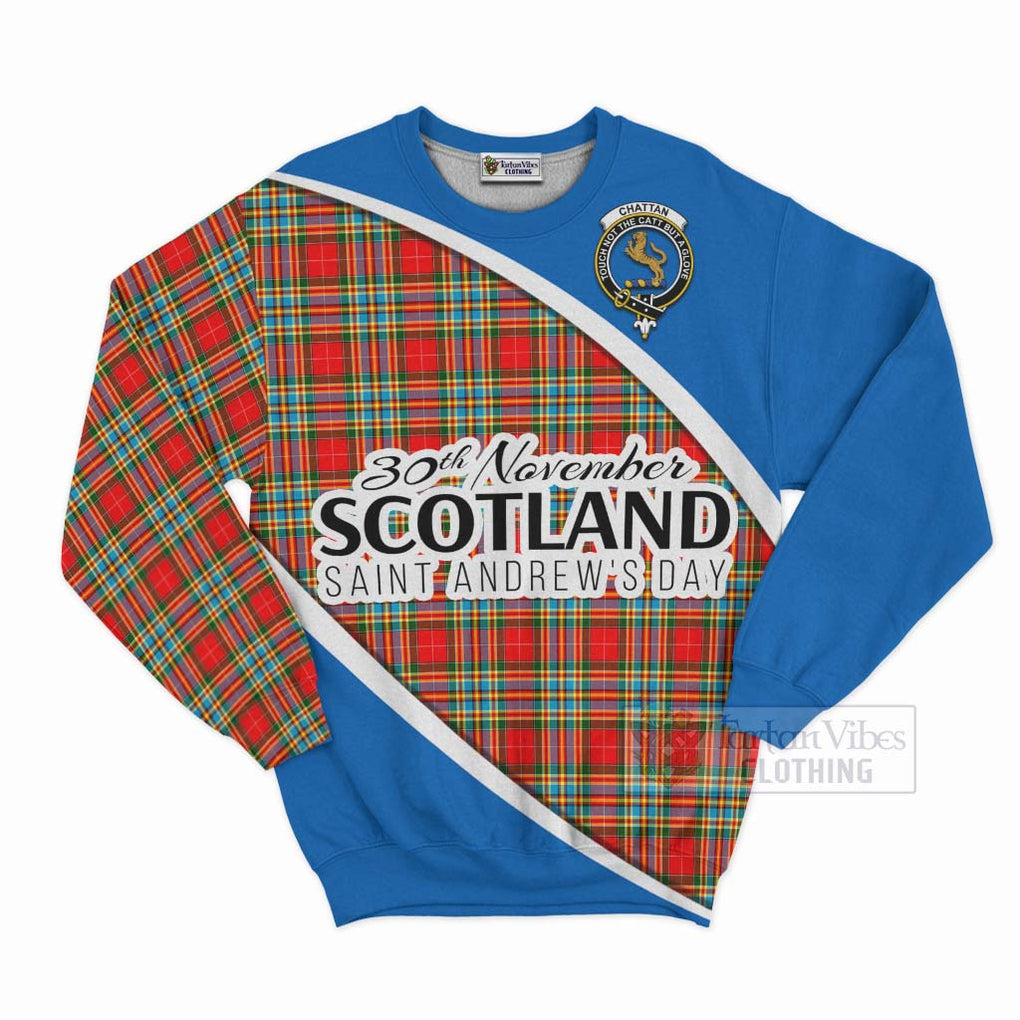 Tartan Vibes Clothing Chattan Family Crest Tartan Sweatshirt Celebrate Saint Andrew's Day in Style