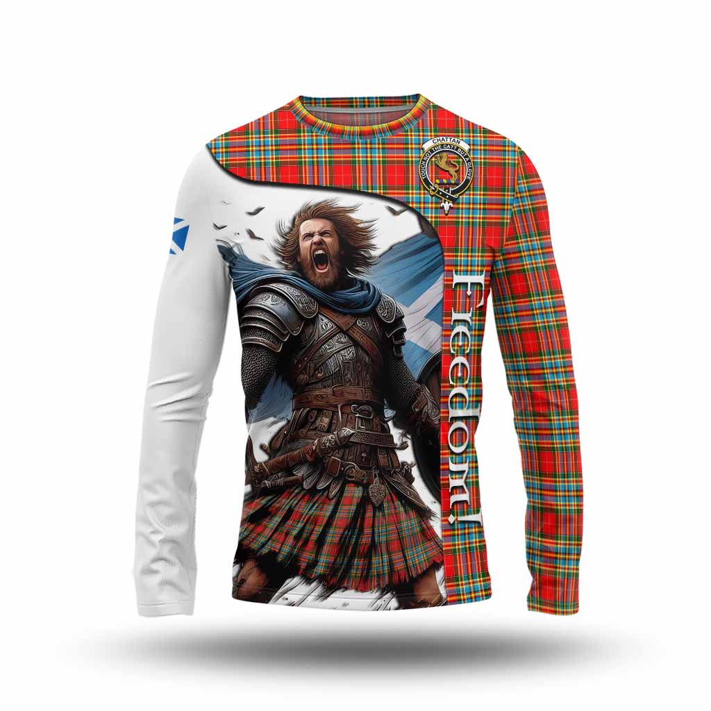 Tartan Vibes Clothing Chattan Crest Tartan Long Sleeve T-Shirt Inspired by the Freedom of Scottish Warrior