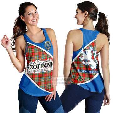 Chattan Family Crest Tartan Women's Racerback Tanks Celebrate Saint Andrew's Day in Style