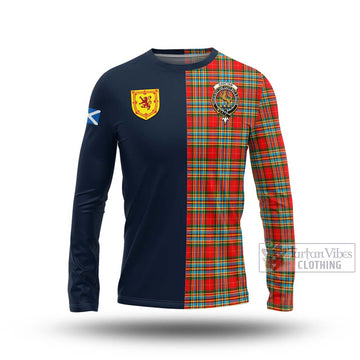 Chattan Tartan Long Sleeve T-Shirt Alba with Scottish Lion Royal Arm Half Style