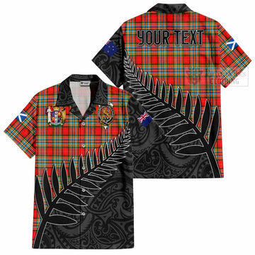 Chattan Crest Tartan Short Sleeve Button Shirt with New Zealand Silver Fern Half Style