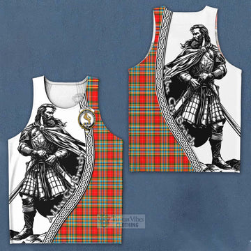 Chattan Tartan Clan Crest Men's Tank Top with Highlander Warrior Celtic Style