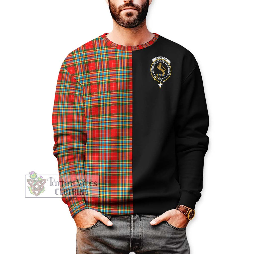 Chattan Tartan Sweatshirt with Family Crest and Half Of Me Style Unisex - Tartanvibesclothing Shop