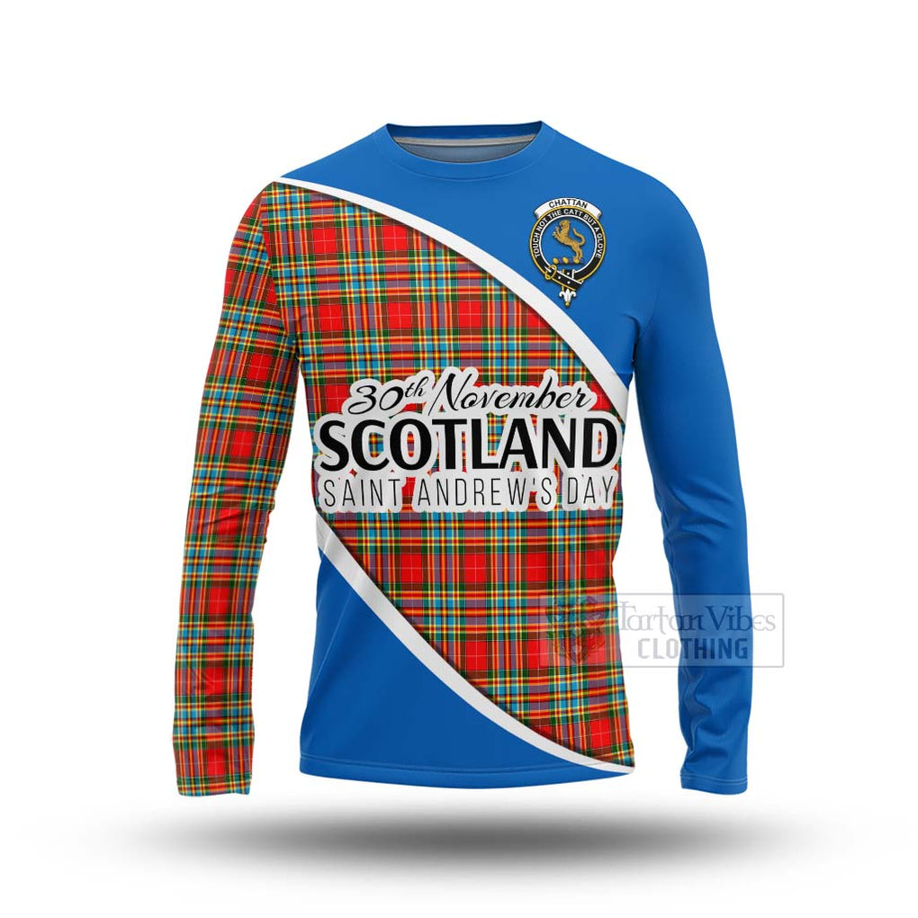 Tartan Vibes Clothing Chattan Family Crest Tartan Long Sleeve T-Shirt Celebrate Saint Andrew's Day in Style