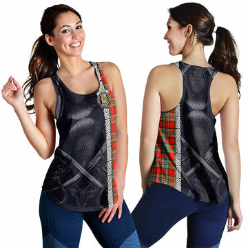 Chattan Tartan Women's Racerback Tanks with Family Crest Cross Sword Thistle Celtic Vibes