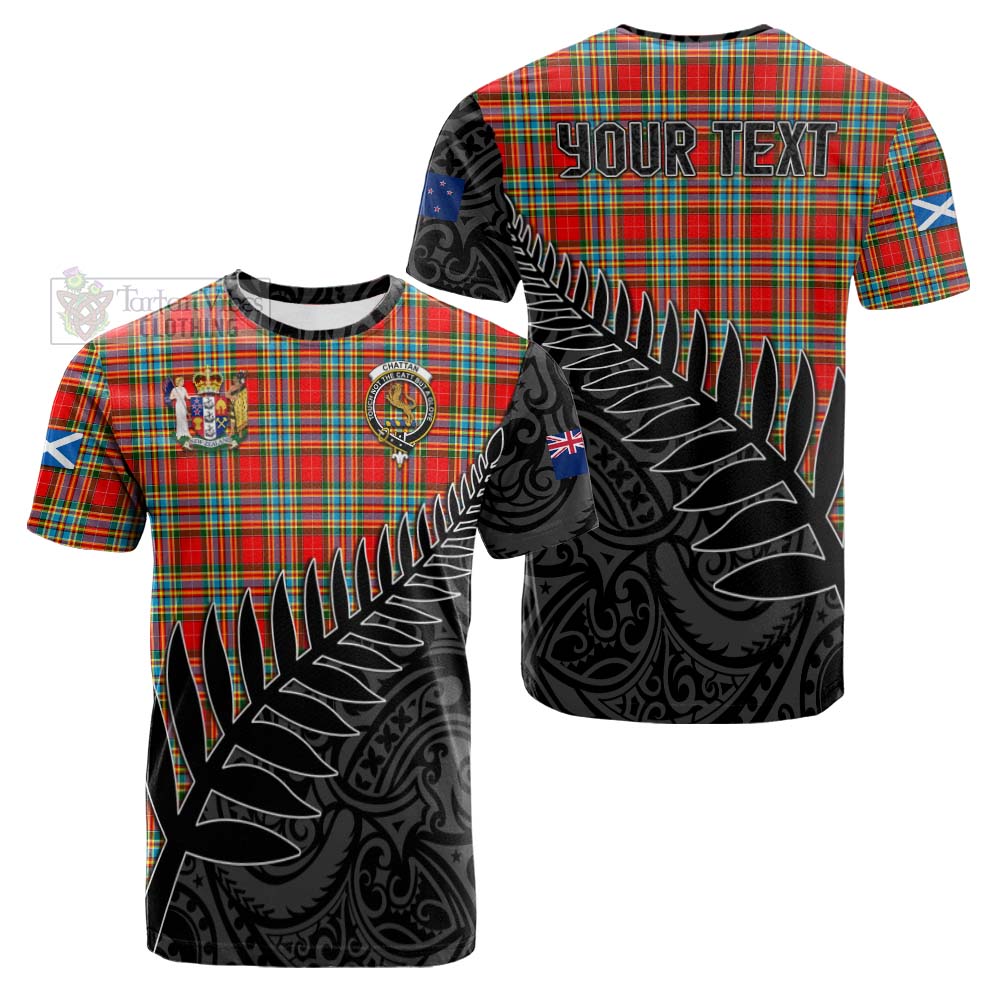 Tartan Vibes Clothing Chattan Crest Tartan Cotton T-shirt with New Zealand Silver Fern Half Style