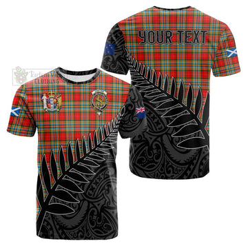 Chattan Crest Tartan Cotton T-shirt with New Zealand Silver Fern Half Style