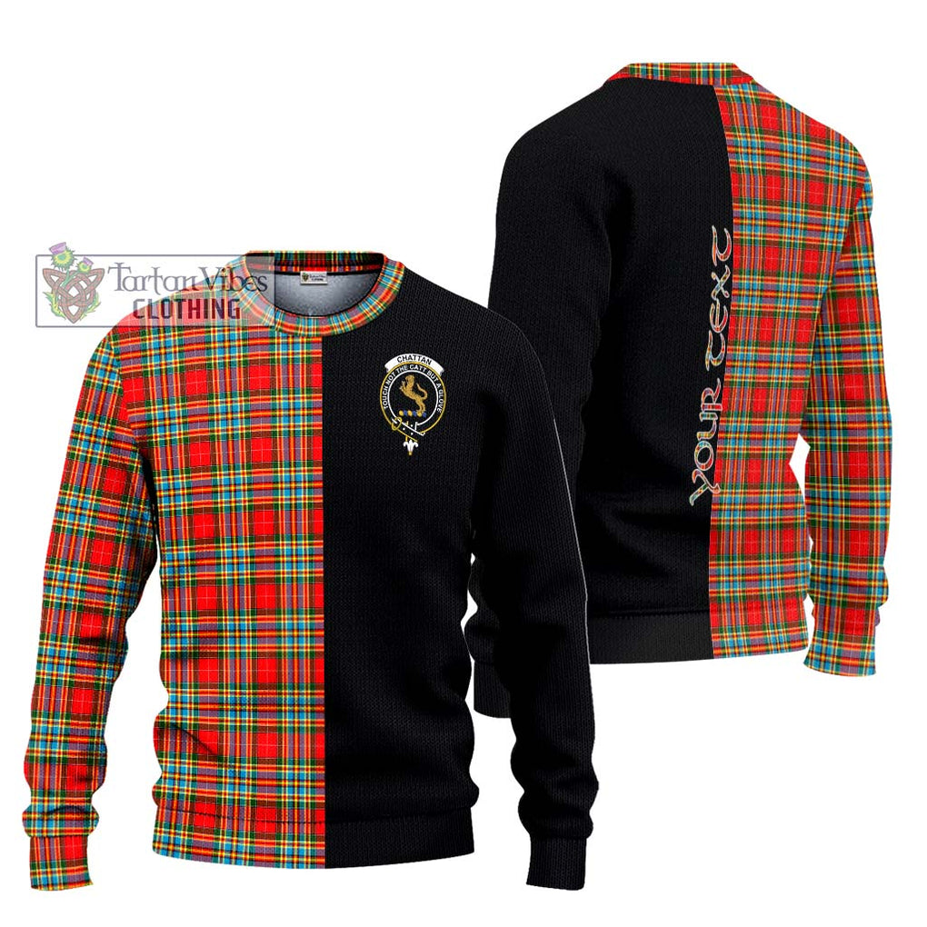 Chattan Tartan Knitted Sweater with Family Crest and Half Of Me Style Unisex - Tartanvibesclothing Shop