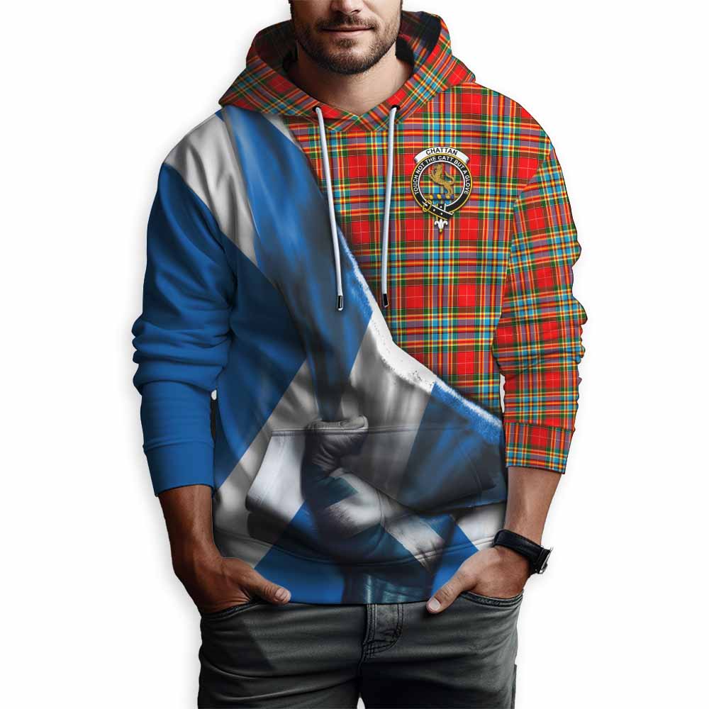 Tartan Vibes Clothing Chattan Tartan Hoodie with Family Crest Scotland Patriotic Style