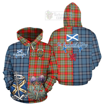 Chattan Tartan Hoodie Happy St. Andrew's Day Half Tartan Style