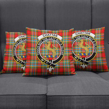 Chattan Tartan Pillow Cover with Family Crest