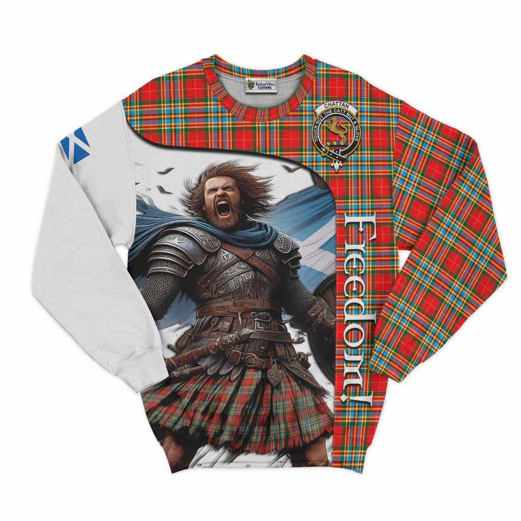 Tartan Vibes Clothing Chattan Crest Tartan Sweatshirt Inspired by the Freedom of Scottish Warrior