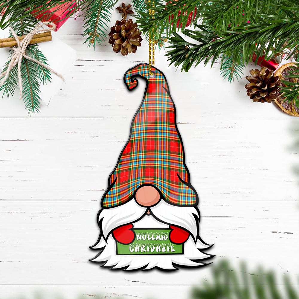 Chattan Gnome Christmas Ornament with His Tartan Christmas Hat Wood Ornament - Tartanvibesclothing