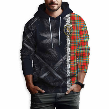 Chattan Tartan Hoodie with Family Crest Cross Sword Thistle Celtic Vibes