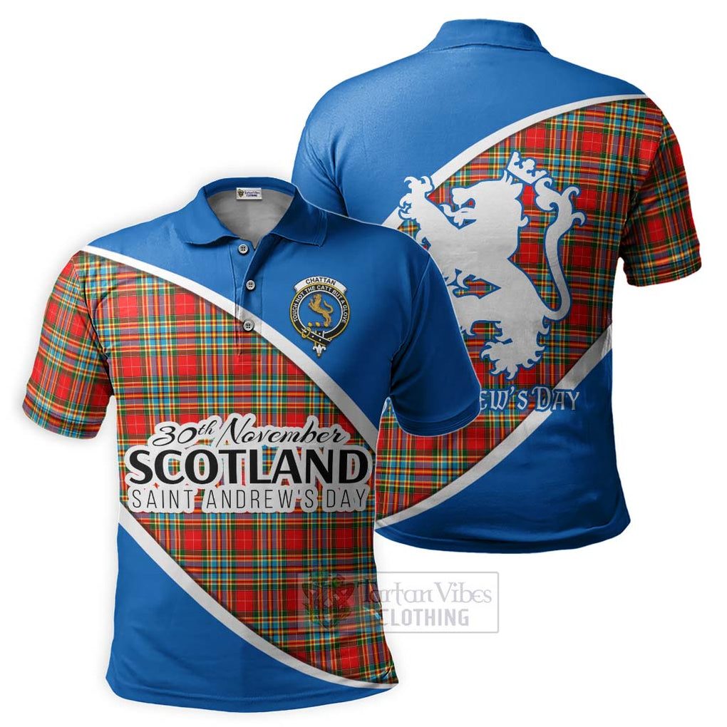 Tartan Vibes Clothing Chattan Family Crest Tartan Polo Shirt Celebrate Saint Andrew's Day in Style