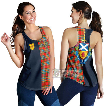 Chattan Tartan Women's Racerback Tanks Alba with Scottish Lion Royal Arm Half Style