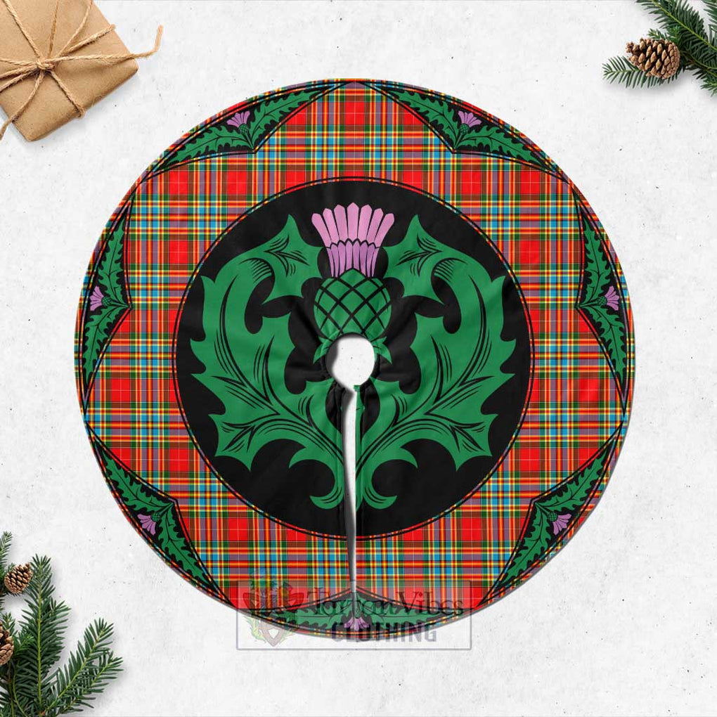 Tartan Vibes Clothing Chattan Tartan Christmas Tree Skirt Scottish Thistle Style