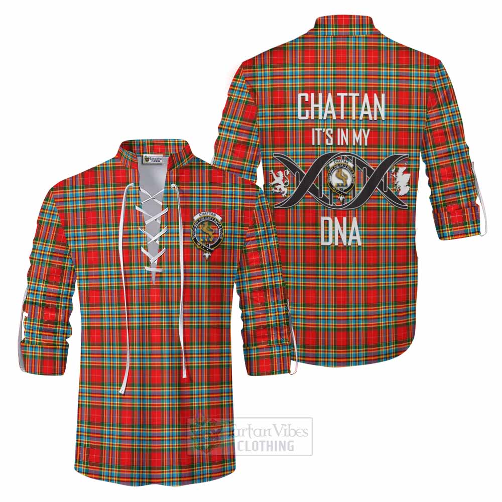 Tartan Vibes Clothing Chattan Tartan Ghillie Kilt Shirt with Family Crest DNA In Me Style