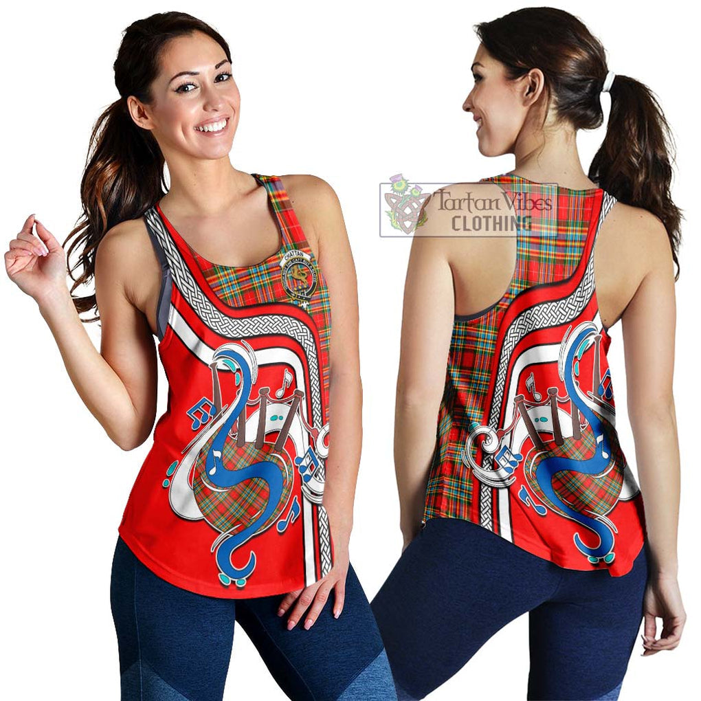 Chattan Tartan Women's Racerback Tanks with Epic Bagpipe Style 4XL - Tartanvibesclothing Shop