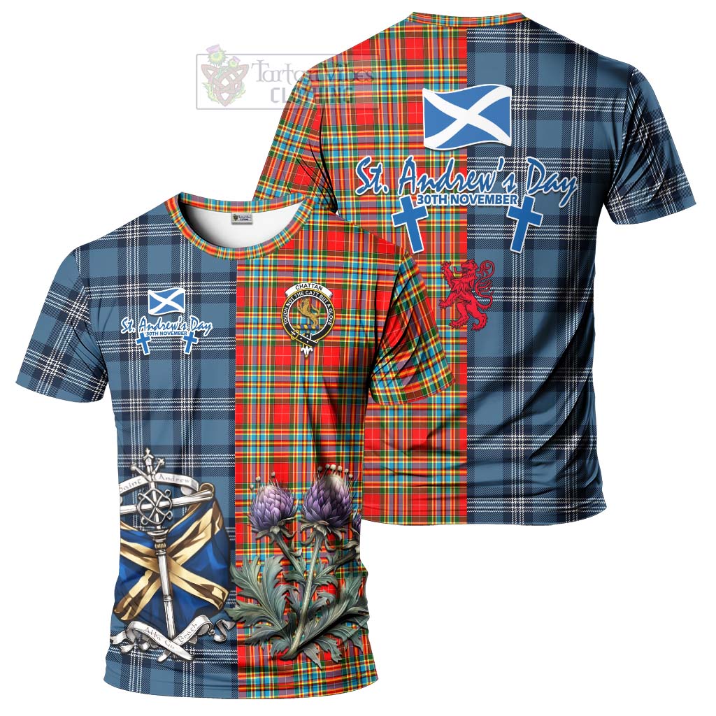 Tartan Vibes Clothing Chattan Tartan T-Shirt Happy St. Andrew's Day Half Tartan Style