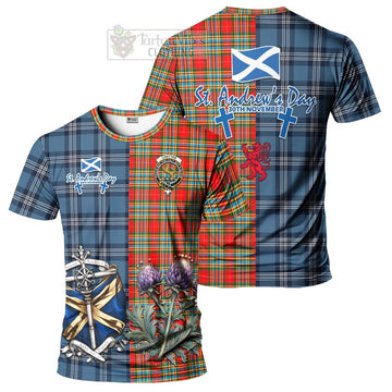 Chattan Tartan T-Shirt Happy St. Andrew's Day Half Tartan Style