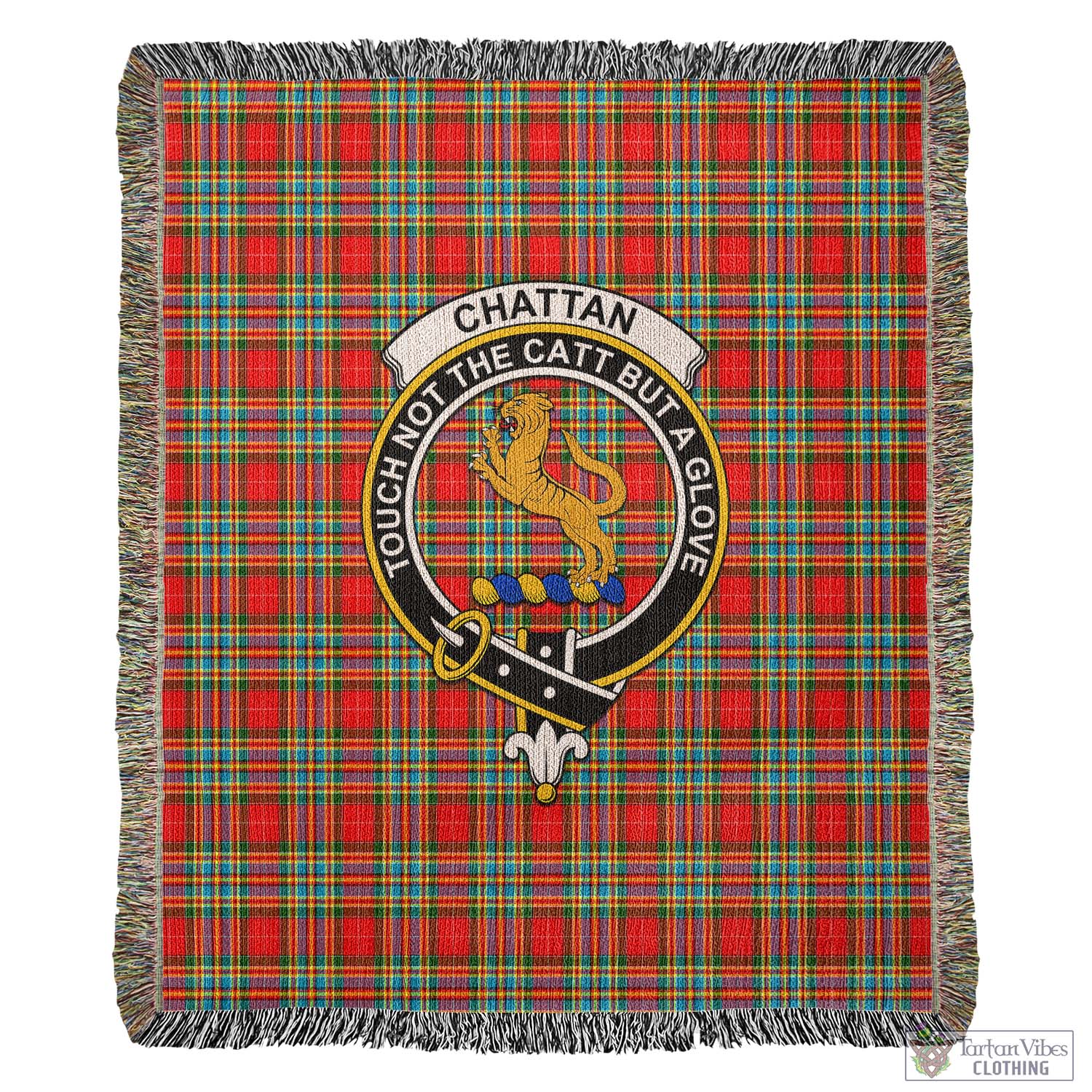 Tartan Vibes Clothing Chattan Tartan Woven Blanket with Family Crest