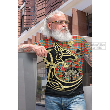 Chattan Tartan Cotton T-shirt with Family Crest Celtic Wolf Style