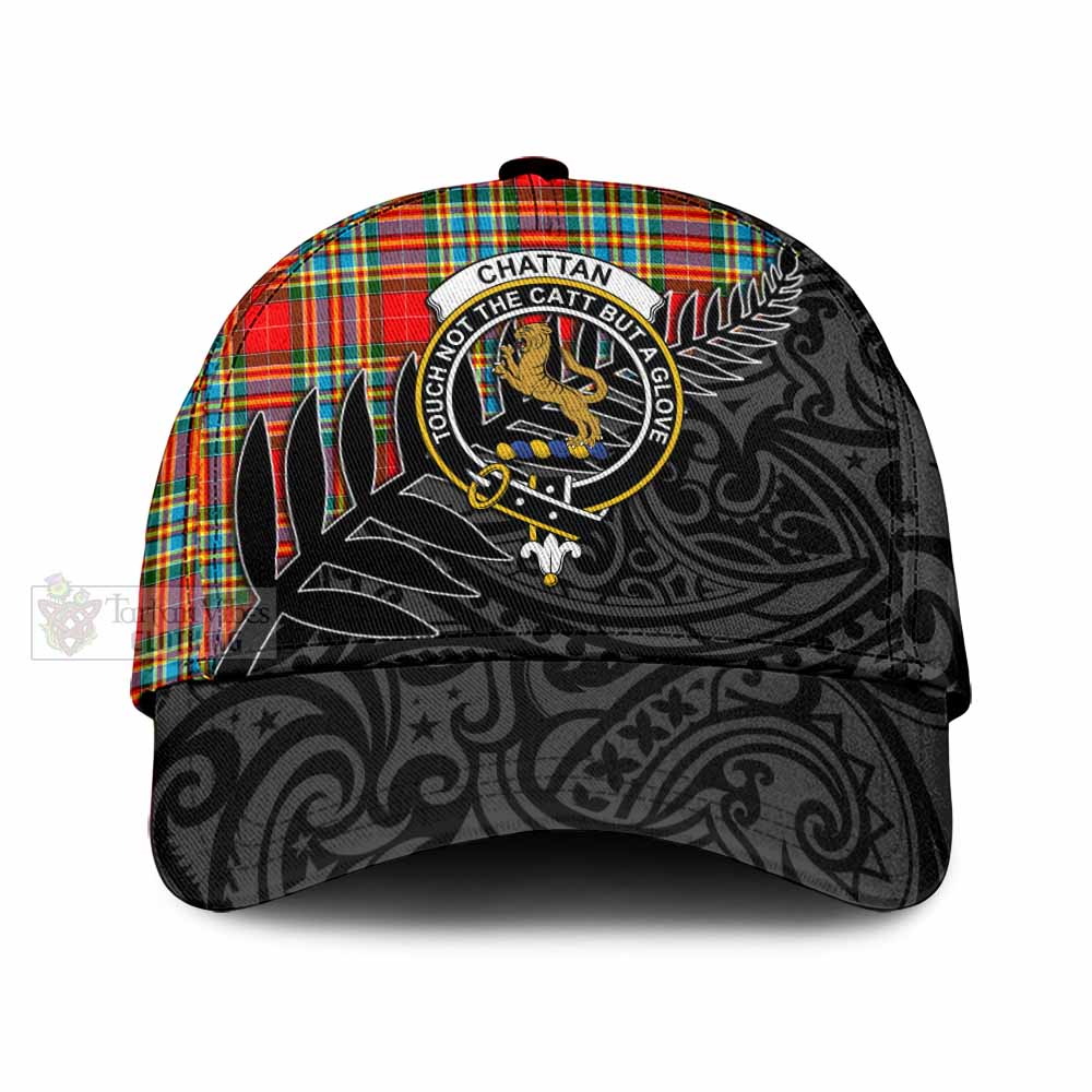 Tartan Vibes Clothing Chattan Tartan Classic Cap with New Zealand Silver Fern Half Style