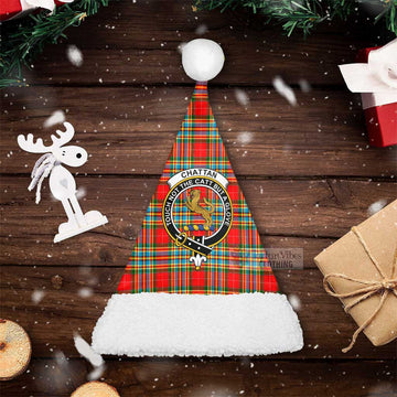 Chattan Tartan Christmas Santa Hats with Family Crest