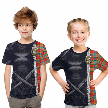 Chattan Tartan Kid T-Shirt with Family Crest Cross Sword Thistle Celtic Vibes