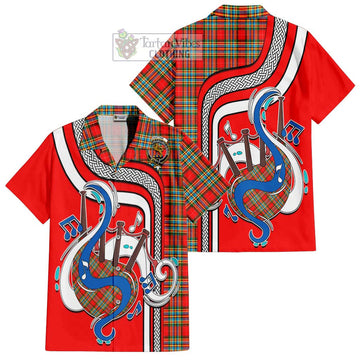 Chattan Tartan Short Sleeve Button Shirt with Epic Bagpipe Style