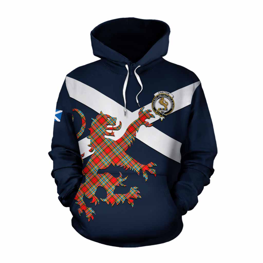 Tartan Vibes Clothing Chattan Tartan Lion Rampant Cotton Hoodie Proudly Display Your Heritage with Alba Gu Brath and Clan Name