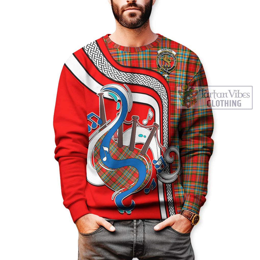 Chattan Tartan Sweatshirt with Epic Bagpipe Style Unisex - Tartanvibesclothing Shop