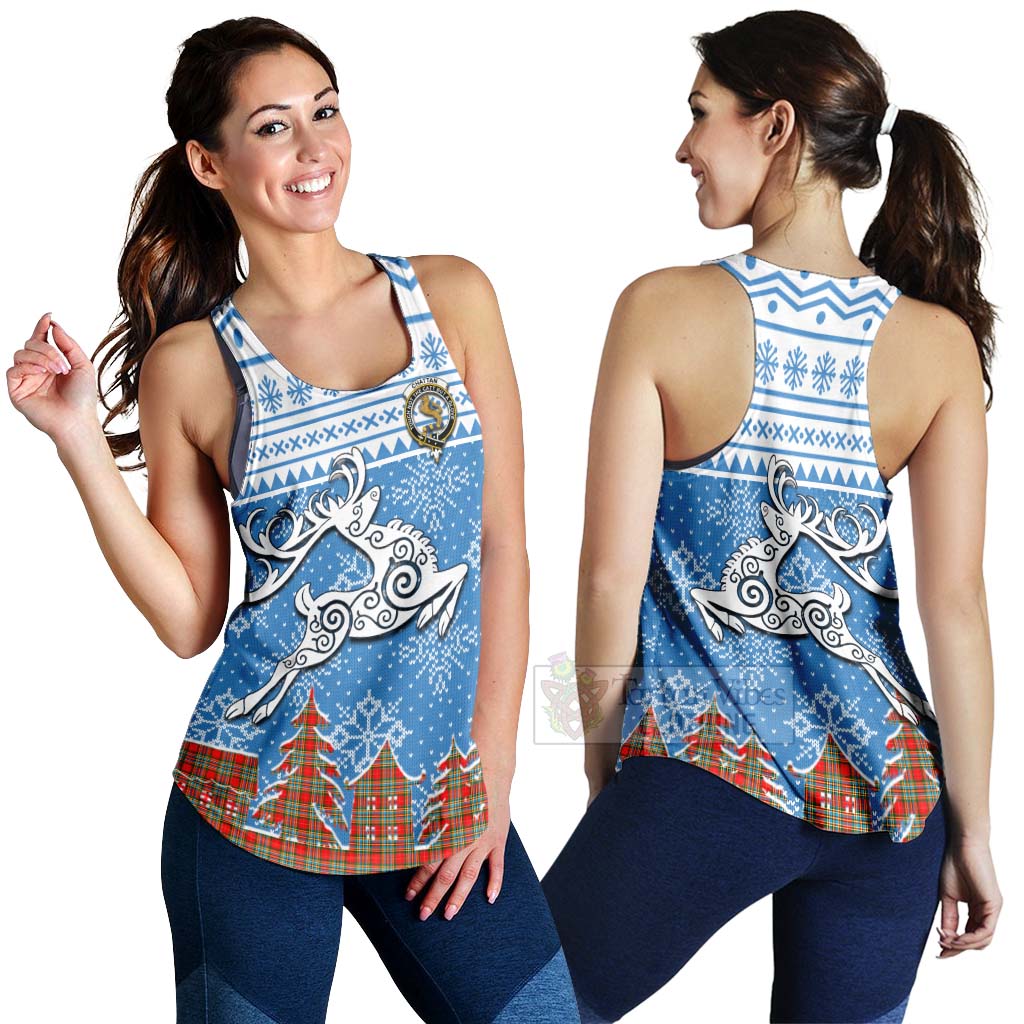 Tartan Vibes Clothing Chattan Clan Christmas Women's Racerback Tanks Celtic Reindeer Style