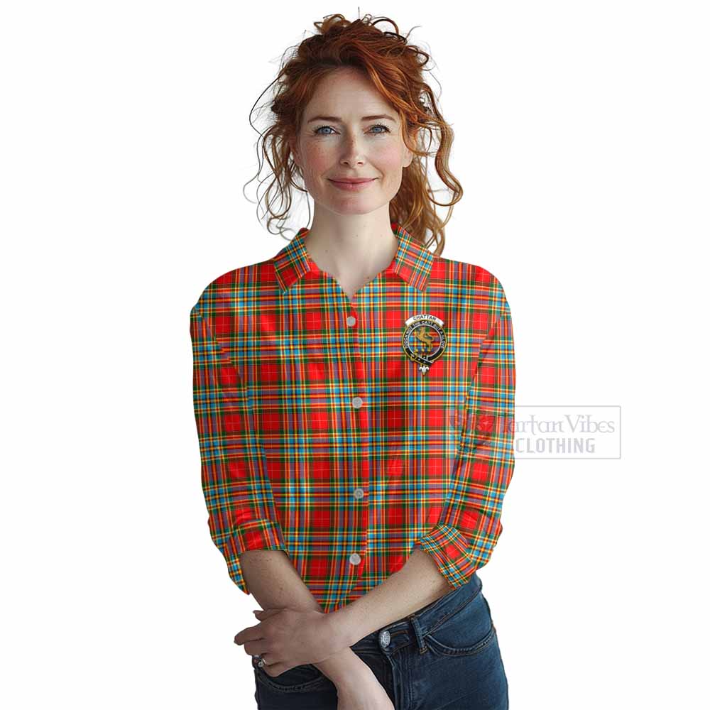 Tartan Vibes Clothing Chattan Tartan Women's Casual Shirt with Family Crest DNA In Me Style