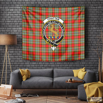 Chattan Tartan Tapestry Wall Hanging and Home Decor for Room with Family Crest