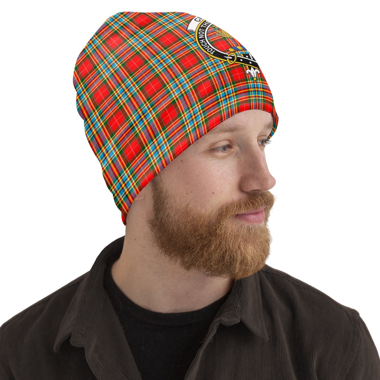 chattan-tartan-beanies-hat-with-family-crest