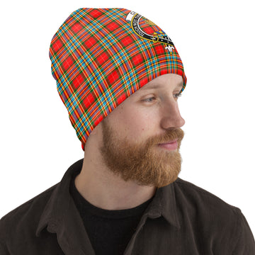 Chattan Tartan Beanies Hat with Family Crest