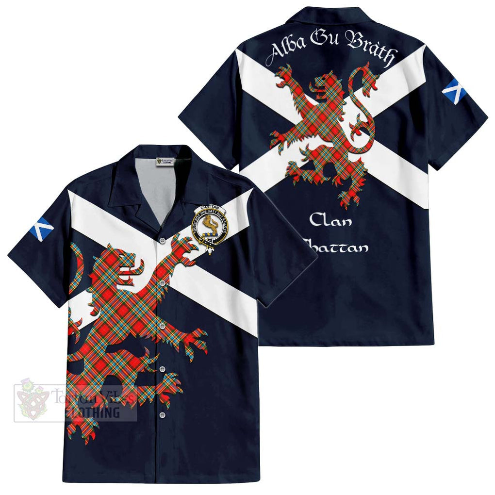 Tartan Vibes Clothing Chattan Tartan Lion Rampant Short Sleeve Button Shirt – Proudly Display Your Heritage with Alba Gu Brath and Clan Name