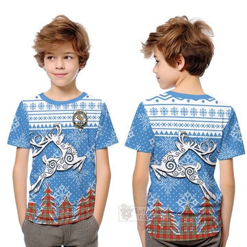 Chattan Clan Christmas Kid T-Shirt Celtic Reindeer Style