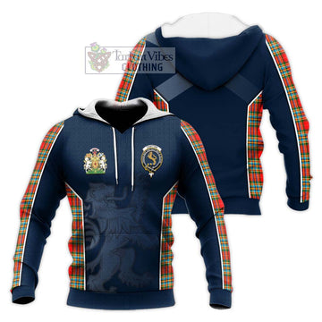 Chattan Tartan Knitted Hoodie with Family Crest and Lion Rampant Vibes Sport Style