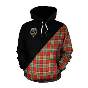 Chattan Tartan Cotton Hoodie with Family Crest and Military Logo Style