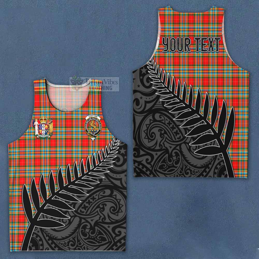 Tartan Vibes Clothing Chattan Crest Tartan Men's Tank Top with New Zealand Silver Fern Half Style