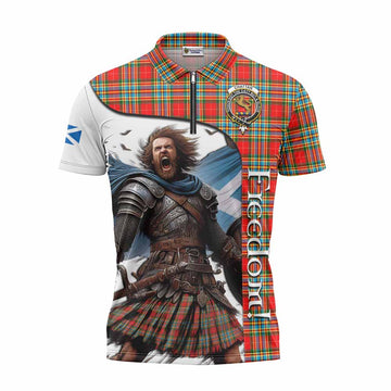 Chattan Crest Tartan Zipper Polo Shirt Inspired by the Freedom of Scottish Warrior