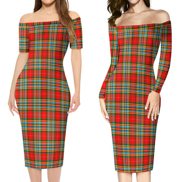 Chattan Tartan Off Shoulder Lady Dress