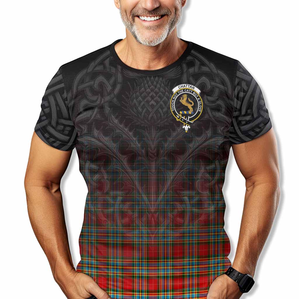 Tartan Vibes Clothing Chattan Tartan T-Shirt with Family Crest Celtic Thistle Vibes