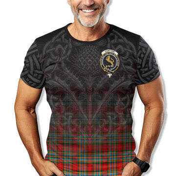 Chattan Tartan T-Shirt with Family Crest Celtic Thistle Vibes