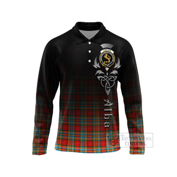 Chattan Tartan Long Sleeve Polo Shirt Featuring Alba Gu Brath Family Crest Celtic Inspired