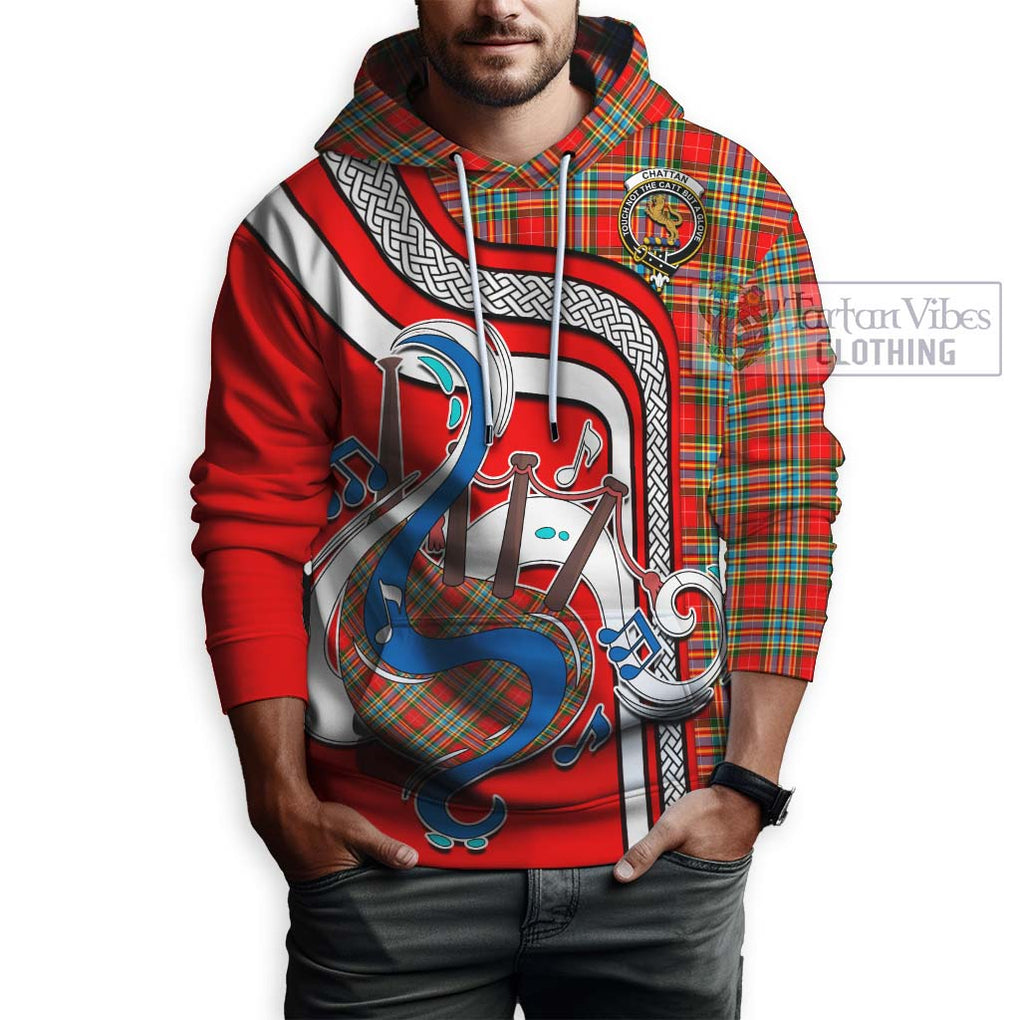 Chattan Tartan Hoodie with Epic Bagpipe Style Zip Hoodie - Tartanvibesclothing Shop